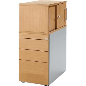 Schäfer Shop Genius Standcontainer mit Aufsatzschrank inkl. Schiebetür, komplett abschließbar, seitliche Griffnut, buche