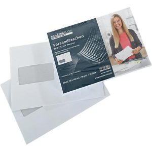 Schäfer Shop Genius Versandtaschen, Format C5, mit Fenster, Haftklebung, Papier, weiß, 50 Stück