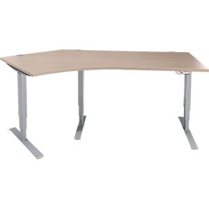 Schäfer Shop Genius Winkelschreibtisch AERO FLEX, elektrisch höhenverstellbar, 135° Winkel links, B 2165 mm, Eiche/weißalu + Memorypanel