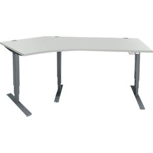 Schäfer Shop Genius Winkelschreibtisch AERO FLEX, elektrisch höhenverstellbar, 135° Winkel links, B 2165 mm, lichtgrau/anthrazit + Memorypanel
