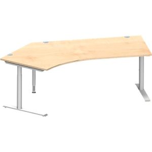 Schäfer Shop Genius Winkelschreibtisch MODENA FLEX 135°, Ansatz links, C-Fuß-Rundrohr, B 2165 mm, ahorn