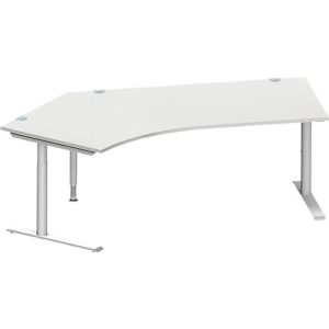 Schäfer Shop Genius Winkelschreibtisch MODENA FLEX 135°, Ansatz links, C-Fuß-Rundrohr, B 2165 mm, lichtgrau