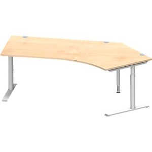 Schäfer Shop Genius Winkelschreibtisch MODENA FLEX 135°, Ansatz rechts, C-Fuß-Rundrohr, B 2165 mm, ahorn