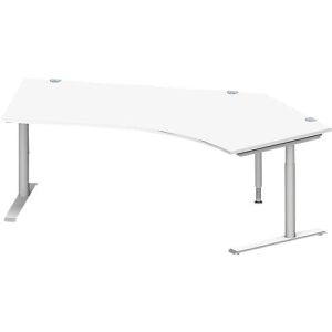 Schäfer Shop Genius Winkelschreibtisch MODENA FLEX 135°, Ansatz rechts, C-Fuß-Rundrohr, B 2165 mm, weiß