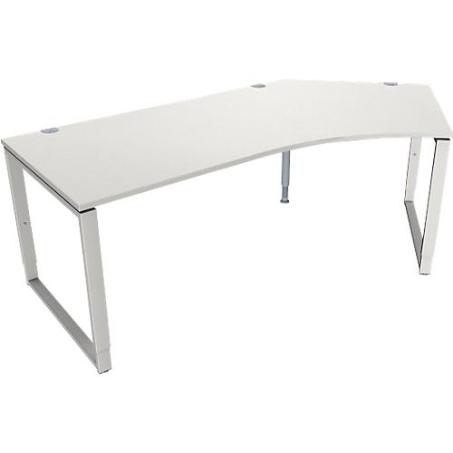 Schäfer Shop Genius Winkelschreibtisch MODENA FLEX, 135°, Bügelfuß, Ansatz rechts, B, B 2165 mm, lichtgrau