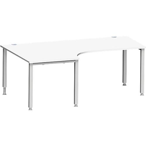 Schäfer Shop Genius Winkelschreibtisch MODENA FLEX 90°, Ansatz links, 4-Fuß-Quadratrohr, B 2000 mm, weiß/weiß