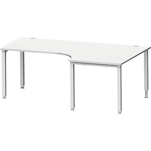 Schäfer Shop Genius Winkelschreibtisch MODENA FLEX 90°, Ansatz rechts, T-Fuß-Rundrohr, B 2000 mm, lichtgrau
