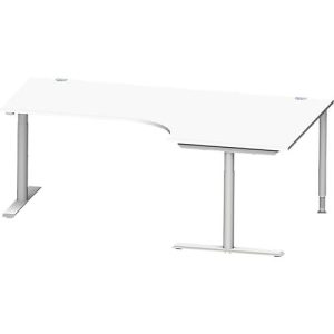 Schäfer Shop Genius Winkelschreibtisch MODENA FLEX 90°, Ansatz rechts, T-Fuß-Rundrohr, B 2000 mm, weiß/weiß Schäfer Shop Genius Winkelschreibtisch MODENA FLEX 90°, Ansatz rechts, T-Fuß-Rundrohr, B 2000 mm, weiß/weiß