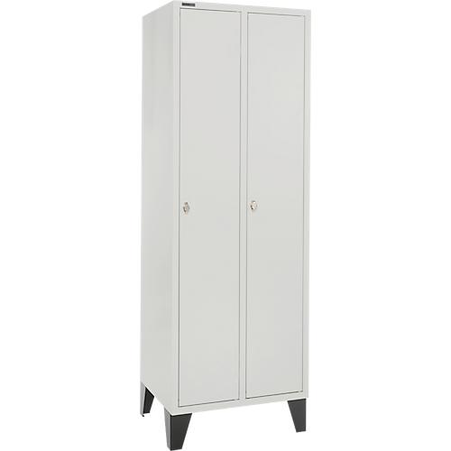 Schäfer Shop Pure Kleiderspind, mit Füßen, 2 Abteile mit Hutboden & Kleiderstange, Drehriegelverschluss, Stahlblech, lichtgrau/lichtgrau