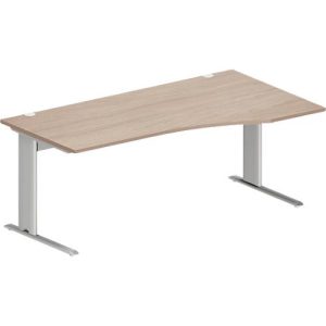 Schäfer Shop Pure Schreibtisch PLANOVA BASIC, Freiform, Ansatz rechts, C-Fuß, B 1800 x T 1000/800 x H 717 mm, Eiche/weißalu + Kabelkanal Schäfer Shop Pure Schreibtisch PLANOVA BASIC, Freiform, Ansatz rechts, C-Fuß, B 1800 x T 1000/800 x H 717 mm, Eiche/weißalu + Kabelkanal