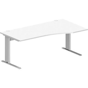 Schäfer Shop Pure Schreibtisch PLANOVA BASIC, Freiform, Ansatz rechts, C-Fuß, B 1800 x T 1000/800 x H 717 mm, weiß/weißalu + Kabelkanal Schäfer Shop Pure Schreibtisch PLANOVA BASIC, Freiform, Ansatz rechts, C-Fuß, B 1800 x T 1000/800 x H 717 mm, weiß/weißalu + Kabelkanal