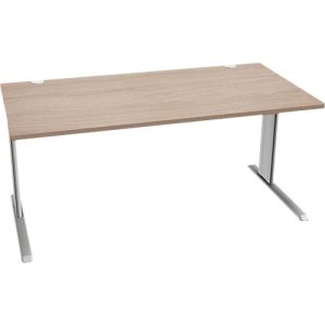 Schäfer Shop Pure Schreibtisch PLANOVA BASIC, Rechteck, C-Fuß, B 1600 x T 800 x H 717 mm, Eiche/weißaluminium + Kabelkanal