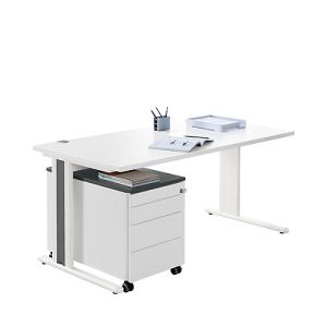 Schäfer Shop Pure Schreibtisch+ Rollcontainer+ Akzentleisten PLANOVA BASIC, weiß/graphit/graphit Schäfer Shop Pure Schreibtisch+ Rollcontainer+ Akzentleisten PLANOVA BASIC, weiß/graphit/graphit