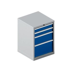 Schäfer Shop Pure Schubladenschrank 27-27, 4 Schübe, bis 75 kg, B 564 x T 572 x H 800 mm, enzianblau/weißaluminium