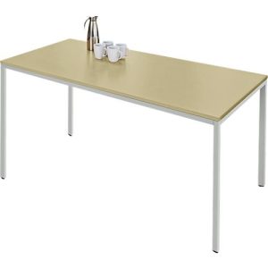 Schäfer Shop Pure Stahlrohrtisch, Rechteck, Quadratrohrfuß, B 1400 x T 700 x H 720 mm, Ahorn/weißaluminium Schäfer Shop Pure Stahlrohrtisch, Rechteck, Quadratrohrfuß, B 1400 x T 700 x H 720 mm, Ahorn/weißaluminium