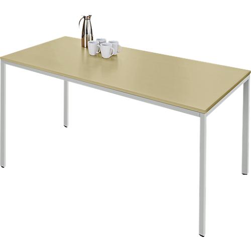 Schäfer Shop Pure Stahlrohrtisch, Rechteck, Quadratrohrfuß, B 1400 x T 700 x H 720 mm, Ahorn/weißaluminium