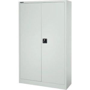 Schäfer Shop Pure Stahlschrank, aus Stahl, 4 Böden, 5 OH, abschließbar, B 1200 x T 400 x H 1935 mm, Lichtgrau RAL 7035