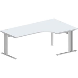 Schäfer Shop Pure Winkelschreibtisch PLANOVA BASIC, 90° Winkel rechts, C-Fuß, B 2000 x T 1200/800 x H 717 mm, lichtgrau/weißalu + Kabelkanal Schäfer Shop Pure Winkelschreibtisch PLANOVA BASIC, 90° Winkel rechts, C-Fuß, B 2000 x T 1200/800 x H 717 mm, lichtgrau/weißalu + Kabelkanal