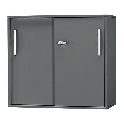 Schäfer Shop Select Anstell-/Aufsatz-Schiebetürenschrank SET UP, 2 OH, B 800 x T 420 x H 726 mm, graphit/graphit