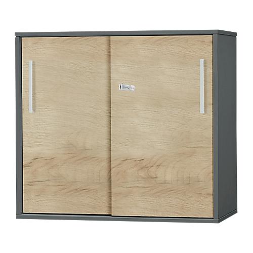 Schäfer Shop Select Anstell-/Aufsatz-Schiebetürenschrank SET UP, 2 OH, B 800 x T 420 x H 726 mm, graphit/Wildeiche