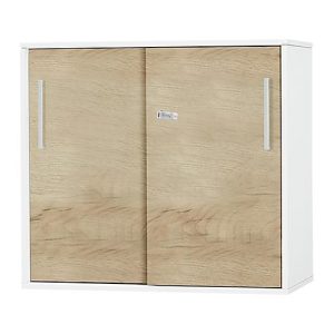 Schäfer Shop Select Anstell-/Aufsatz-Schiebetürenschrank SET UP, 2 OH, B 800 x T 420 x H 726 mm, weiß/Wildeiche