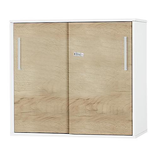Schäfer Shop Select Anstell-/Aufsatz-Schiebetürenschrank SET UP, 2 OH, B 800 x T 420 x H 726 mm, weiß/Wildeiche