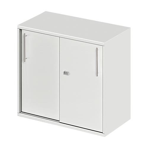 Schäfer Shop Select Anstell-/Aufsatz-Schiebetürenschrank Start Off, in Tischhöhe, abschließbar, B 800 x T 420 x H 726 mm, lichtgrau/lichtgrau