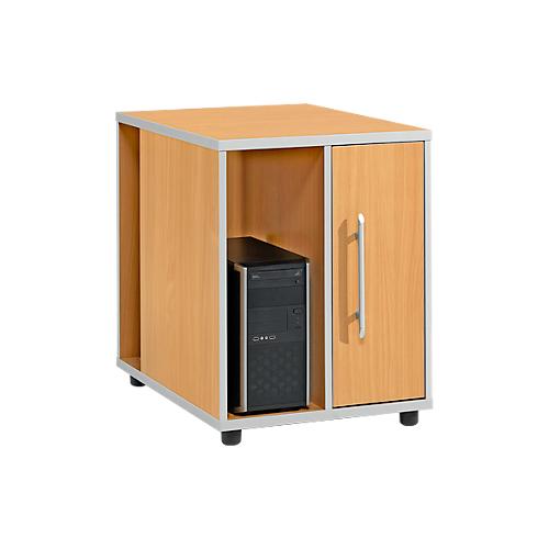Schäfer Shop Select Anstellcontainer Moxxo IQ, PC-Towerfach, 1 Tür, 2 seitliche Fächer, B 551 x T 800 x H 720 mm, Buche-Dekor