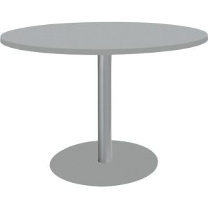 Schäfer Shop Select Besprechungstisch BST, bis 6 Personen, Kreis, Tellerfuß, B 1200 x T 1200 x H 617-817 mm, lichtgrau/weißaluminium RAL 9006