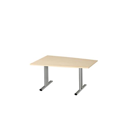 Schäfer Shop Select Besprechungstisch MODENA Basic, Tonne, T-Fuß, B 1400 x T 1000 x H 717 mm, Ahorn/weißaluminium RAL 9006