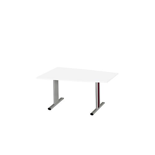 Schäfer Shop Select Besprechungstisch MODENA Basic, Tonne, T-Fuß, B 1400 x T 1000 x H 717 mm, weiß/weißaluminium RAL 9006