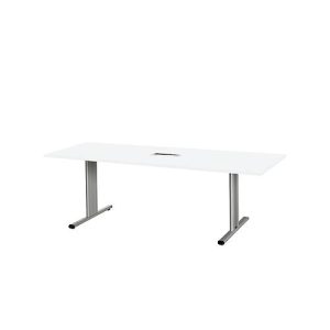 Schäfer Shop Select Besprechungstisch Planova Basic, mit Tischanschlussfeld, Rechteck, T-Fuß, B 2000 x T 800 x H 717 mm, weiß/weißaluminium RAL 9006