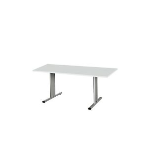Schäfer Shop Select Besprechungstisch Planova Basic, Rechteck, T-Fuß, B 1600 x T 800 x H 717 mm, lichtgrau/weißaluminium RAL 9006