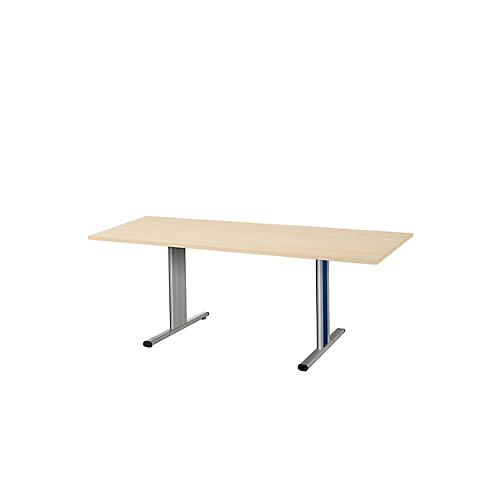 Schäfer Shop Select Besprechungstisch Planova Basic, Rechteck, T-Fuß, B 1800 x T 800 x H 717 mm, Ahorn/weißaluminium RAL 9006