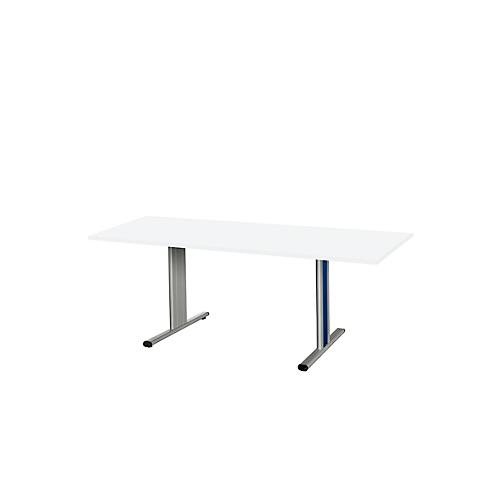 Schäfer Shop Select Besprechungstisch Planova Basic, Rechteck, T-Fuß, B 1800 x T 800 x H 717 mm, weiß/weißaluminium RAL 9006