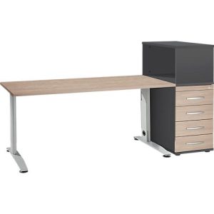 Schäfer Shop Select Büromöbelset LOGIN 2-teilig, Schreibtisch B 1600 mm, Eiche-Dekor Schäfer Shop Select Büromöbelset LOGIN 2-teilig, Schreibtisch B 1600 mm, Eiche-Dekor