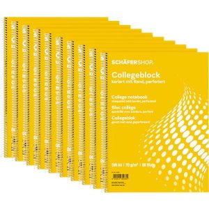 Schäfer Shop Select Collegeblöcke, Format A4, 80 Blatt, kariert, 10 Stück
