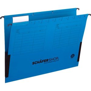 Schäfer Shop Select Hängetasche, DIN A4, seitliche Leinenfrösche, blau, 25 Stück