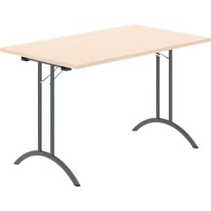 Schäfer Shop Select Klapptisch, Rechteck, Doppel-T-Fußgestell, Spezial-Klappbeschlag & Bodenausgleich, B 1200 x T 700 x H 720 mm, Ahorn-Dekor/anthrazit