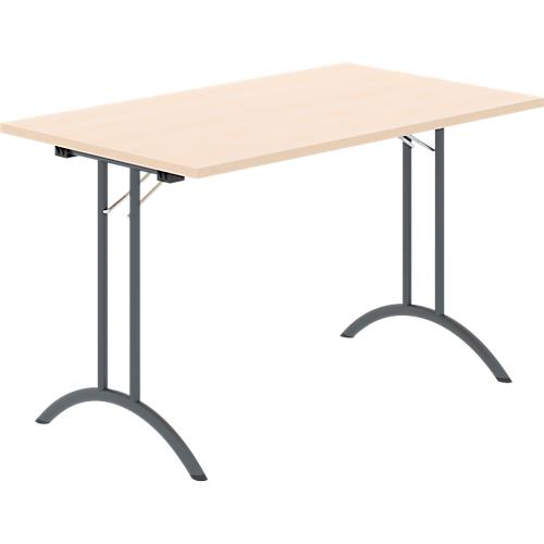 Schäfer Shop Select Klapptisch, Rechteck, Doppel-T-Fußgestell, Spezial-Klappbeschlag & Bodenausgleich, B 1200 x T 700 x H 720 mm, Ahorn-Dekor/anthrazit
