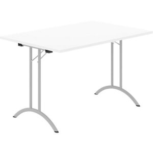 Schäfer Shop Select Klapptisch, Rechteck, Doppel-T-Fußgestell, Spezial-Klappbeschlag & Bodenausgleich, B 1200 x T 800 x H 720 mm, weiß/alusilber Schäfer Shop Select Klapptisch, Rechteck, Doppel-T-Fußgestell, Spezial-Klappbeschlag & Bodenausgleich, B 1200 x T 800 x H 720 mm, weiß/alusilber