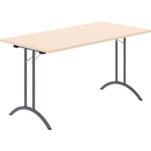Schäfer Shop Select Klapptisch, Rechteck, Doppel-T-Fußgestell, Spezial-Klappbeschlag & Bodenausgleich, B 1400 x T 700 x H 720 mm, Ahorn-Dekor/anthrazit