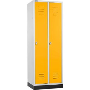 Schäfer Shop Select Kleiderspind, mit 2 Abteilen, mit Sockel, Drehriegelverschluss, lichtgrau/gelb