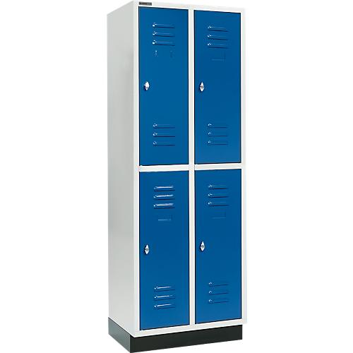 Schäfer Shop Select Kleiderspind, mit 2 x 2 Abteilen, 300 mm, mit Sockel, Drehriegelverschluss, Tür enzianblau
