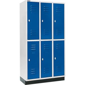 Schäfer Shop Select Kleiderspind, mit 3 x 2 Abteilen, 300 mm, mit Sockel, Drehriegelverschluss, Tür enzianblau