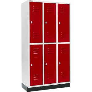 Schäfer Shop Select Kleiderspind, mit 3 x 2 Abteilen, 300 mm, mit Sockel, Drehriegelverschluss, Tür rubinrot Schäfer Shop Select Kleiderspind, mit 3 x 2 Abteilen, 300 mm, mit Sockel, Drehriegelverschluss, Tür rubinrot