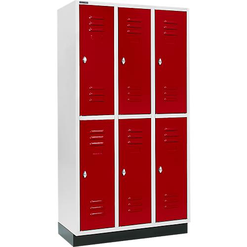 Schäfer Shop Select Kleiderspind, mit 3 x 2 Abteilen, 300 mm, mit Sockel, Drehriegelverschluss, Tür rubinrot