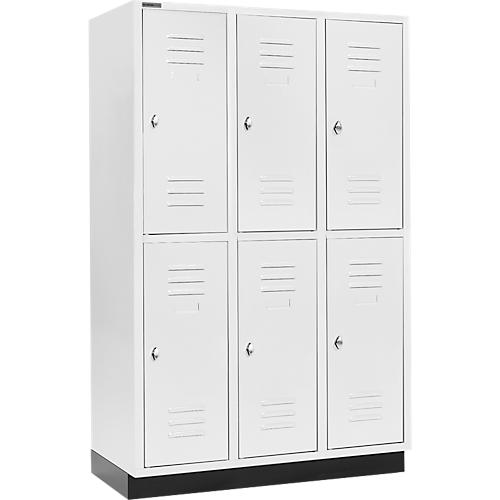 Schäfer Shop Select Kleiderspind, mit 3 x 2 Abteilen, 400 mm, mit Sockel, Drehriegelverschluss, Tür lichtgrau