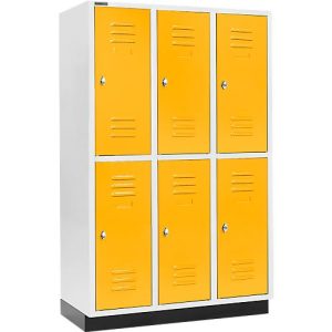 Schäfer Shop Select Kleiderspind, mit 3 x 2 Abteilen, 400 mm, mit Sockel, Drehriegelverschluss, Tür rapsgelb