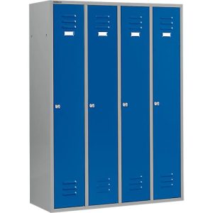 Schäfer Shop Select Kleiderspind mit 4 Abteilen, Zylinderschloss, hellsilber/enzianblau